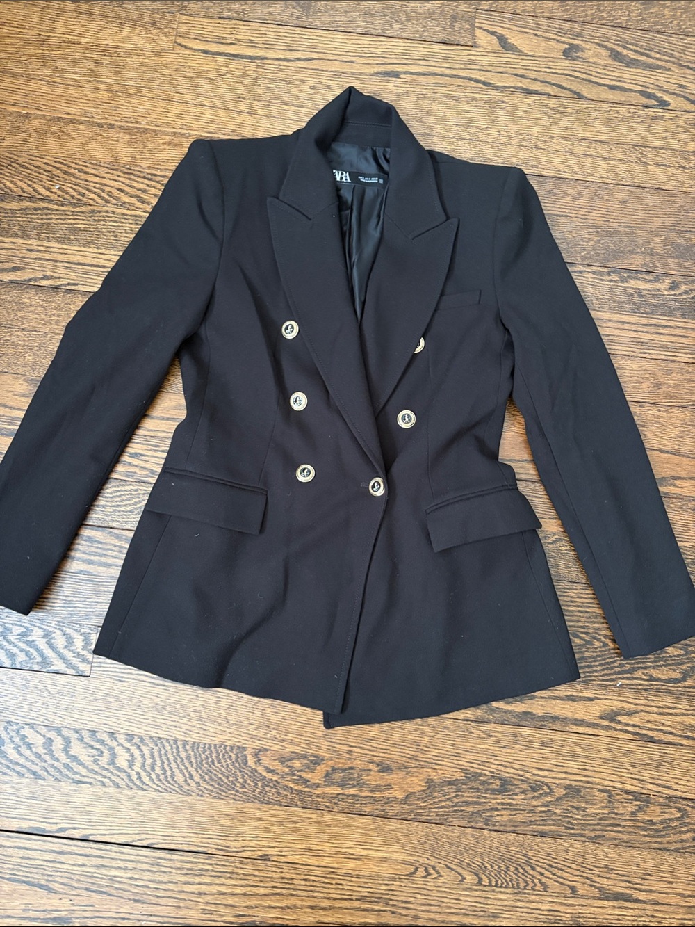Zara Double-Breasted Black Women's Blazer Jacket small